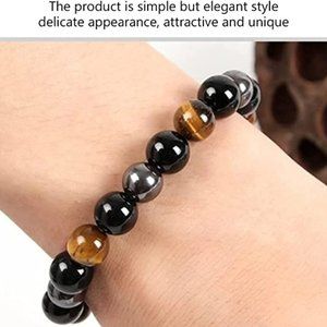 Natural Gemstone Bracelet Tiger Eye Hematite Beads 8mm Healing Stress Un…
